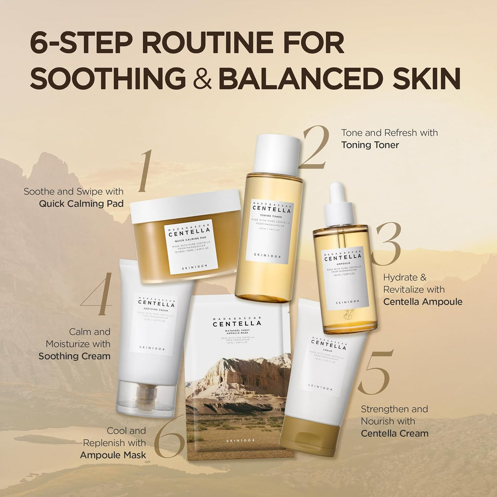 Madagascar Centella Asiatica Ampoule Facial Serum 1.85 Fl.Oz, 55Ml, Soothes Acne Prone and Sensitive Skin