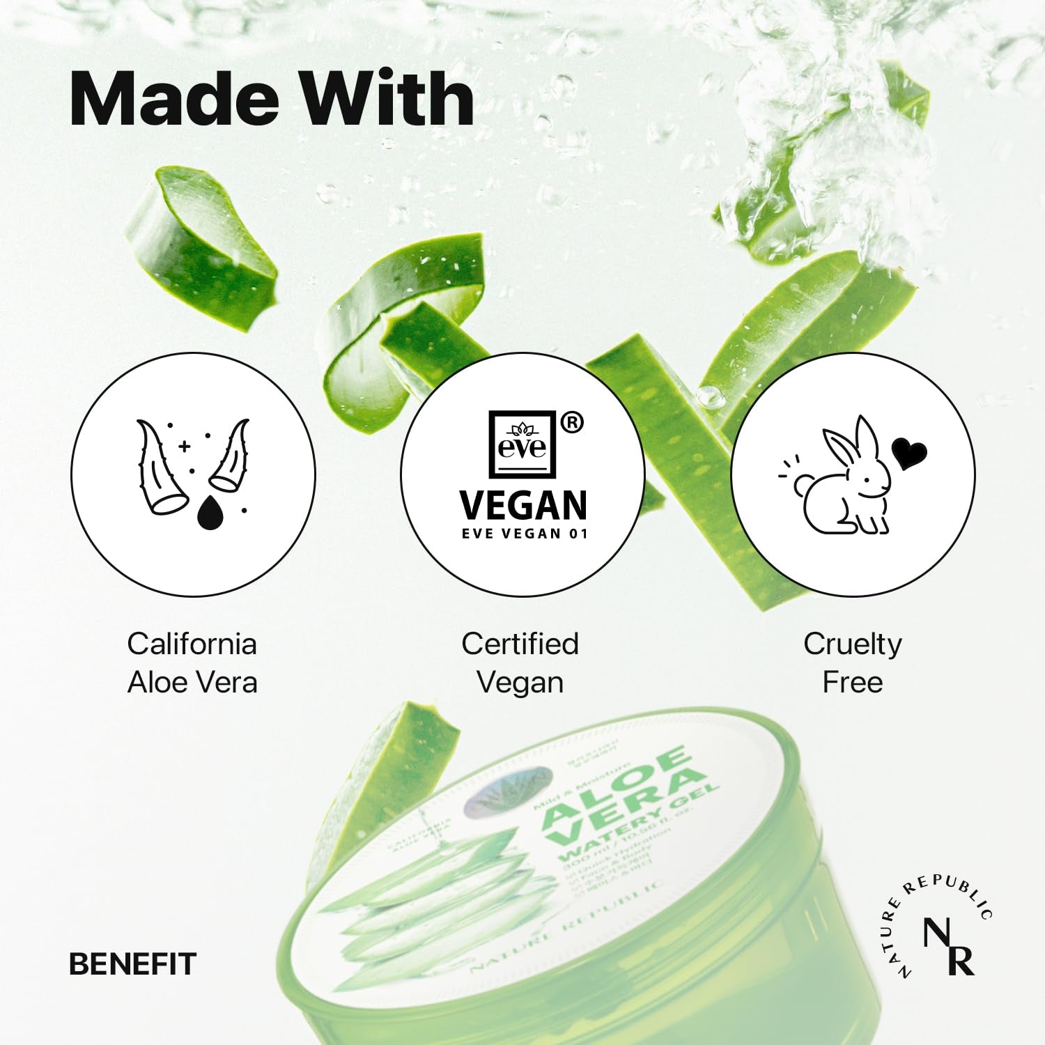 MILD & MOISTURE ALOE VERA WATERY GEL (1 PCS) Quick Hydration & Moisturizing,Fast Absorbing Non-Sticky Texture,Korean Skin Care for Face,Hair,Sunburn Relief, Aftershave, All Skin Types